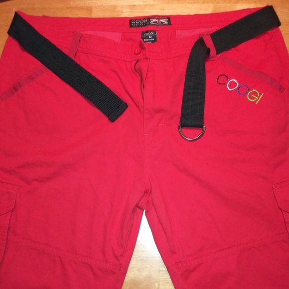 Red Men's Coogi Cargo Shorts with Belt, Size: 42 - Picture 1 of 4